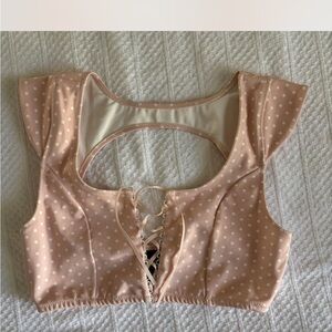 Beach Bunny Polka Dot Lace-Up Bikini Top